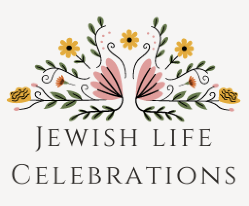 Logo with colorful flowers for Jewish Life Celebrations